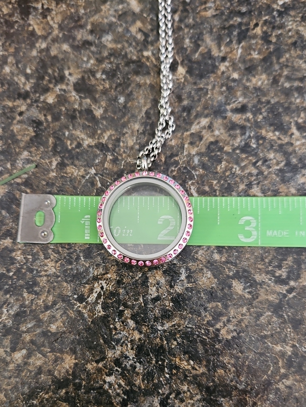 Stainless steel floating locket pink crystal NWOT - Picture 5 of 8